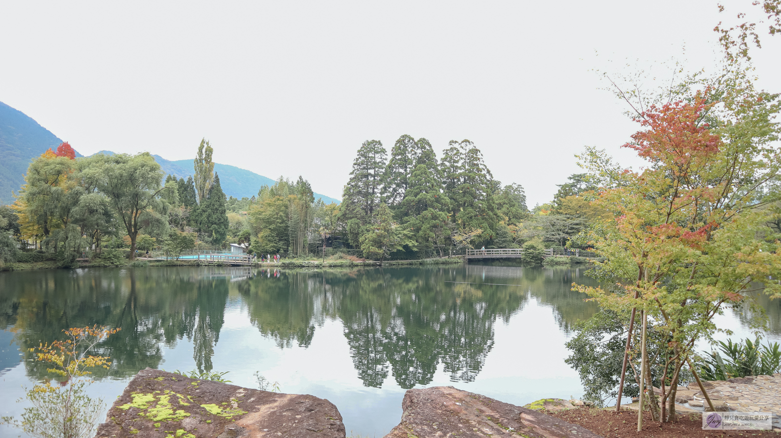 日本九州景點-金鱗湖-絕美夢幻的湖景！迷人美景、秋紅倒映、鳥居水上神社/由布院景點 @靜兒貪吃遊玩愛分享